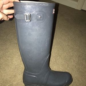 Hunter Grey gloss tall rain boots